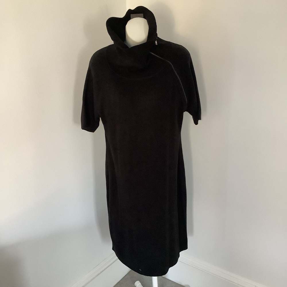 Calvin Klein Black Funnel Neck Knit Midi Dress Sz. L